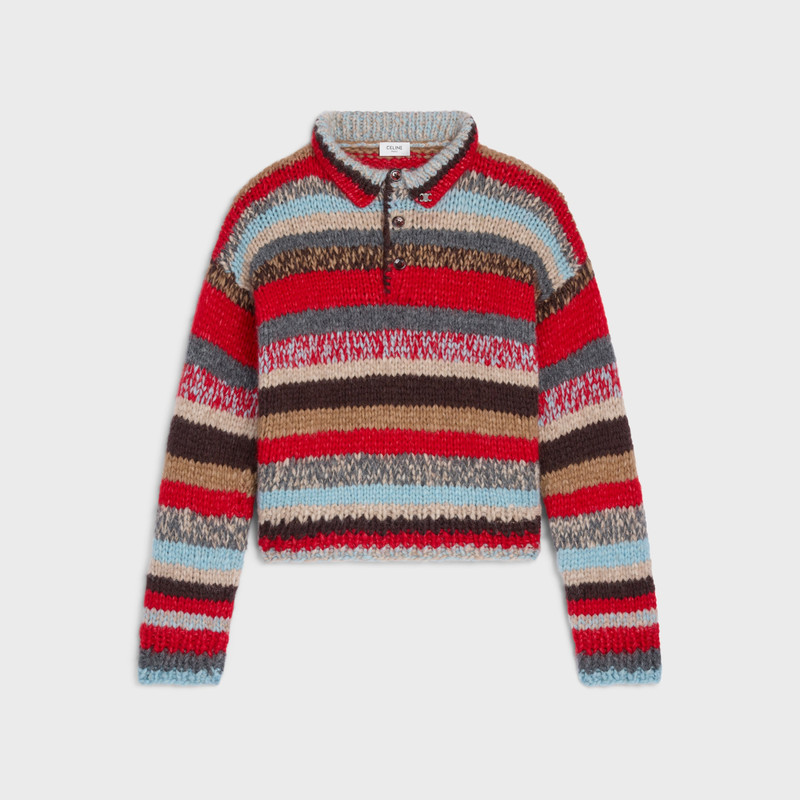 polo sweater IN MOULINE ALPACA AND WOOL 1