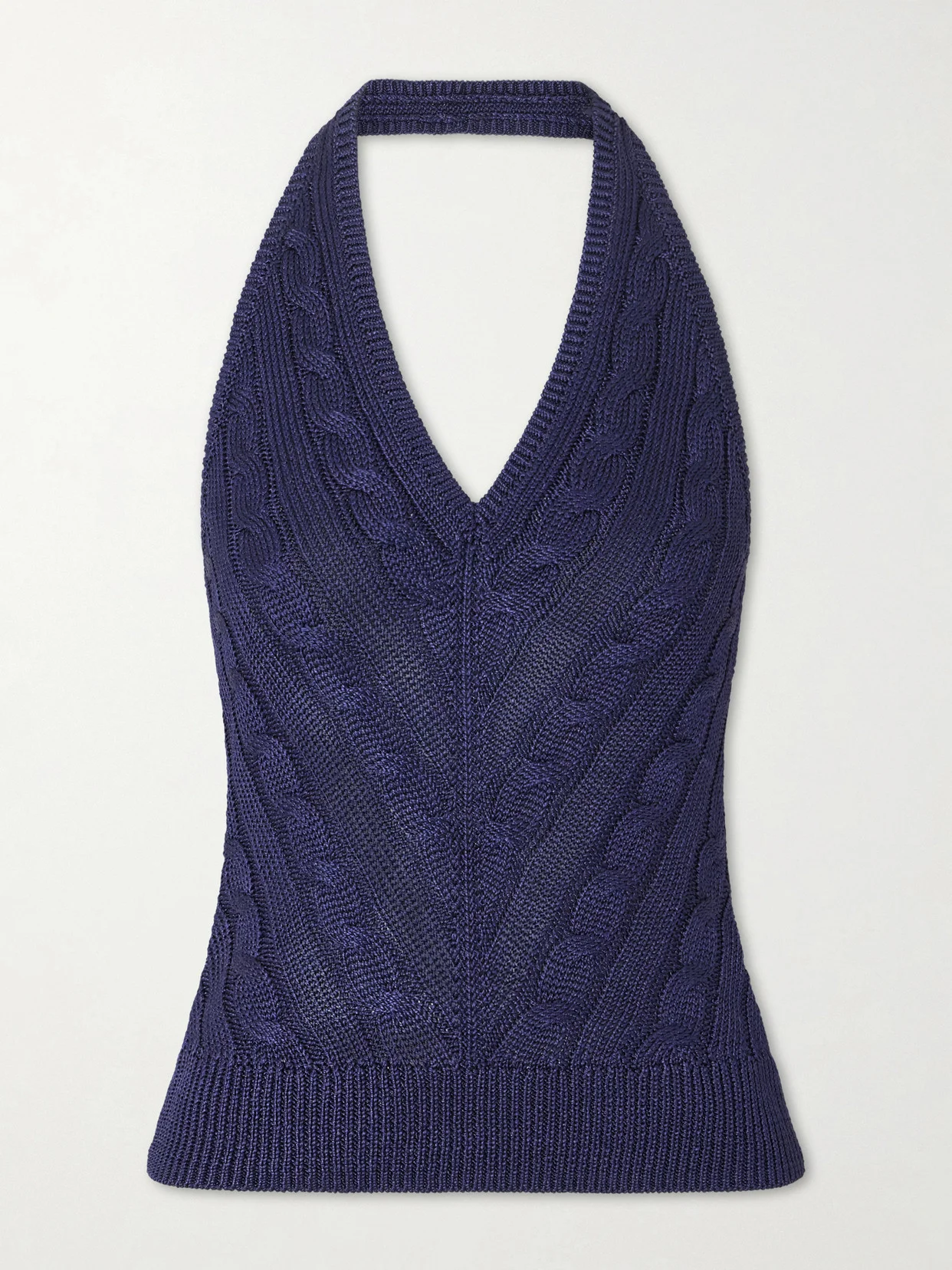 Cable-knit Silk Halterneck Top - 1