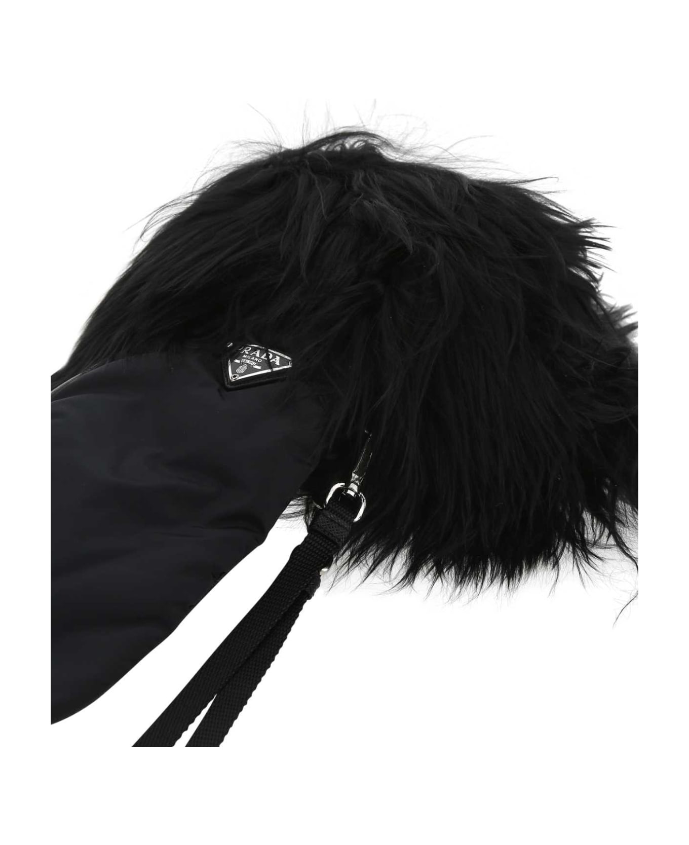 Black Nylon And Nappa Leather Gloves - 2