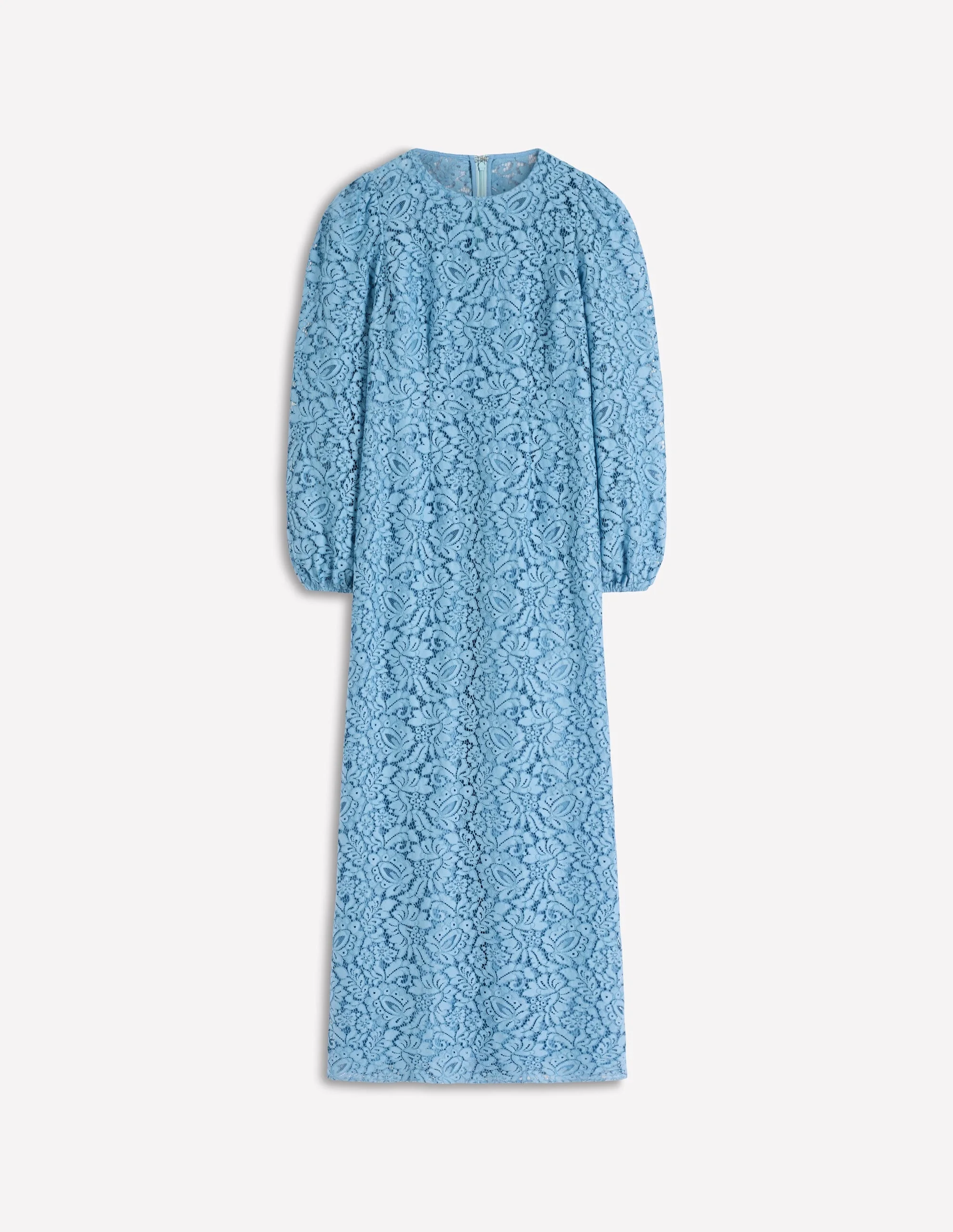 High Neck Lace Dress-Blue - 1