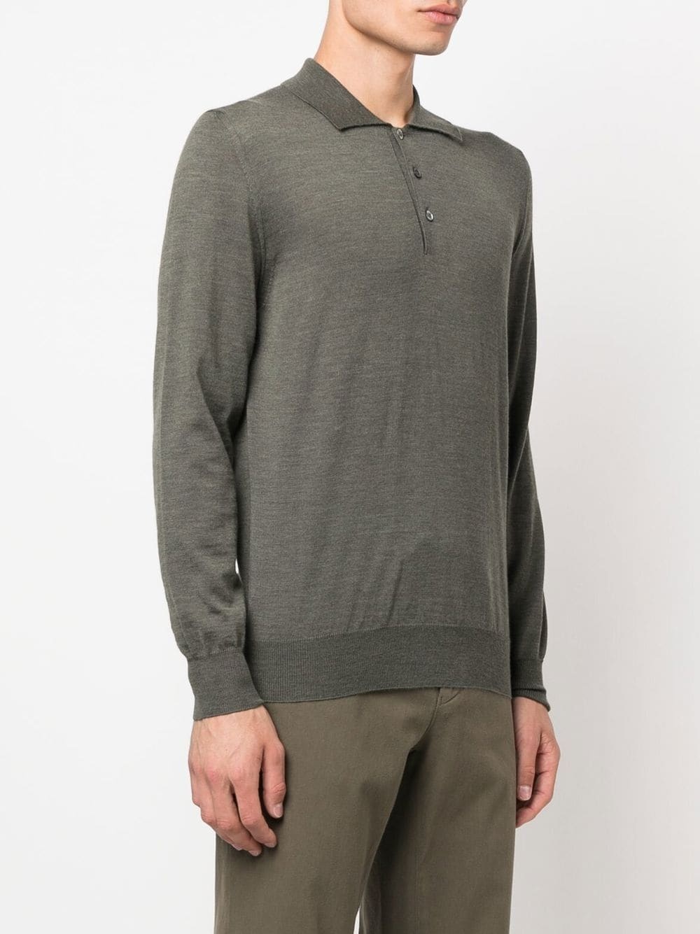 long-sleeved merino wool polo shirt - 3