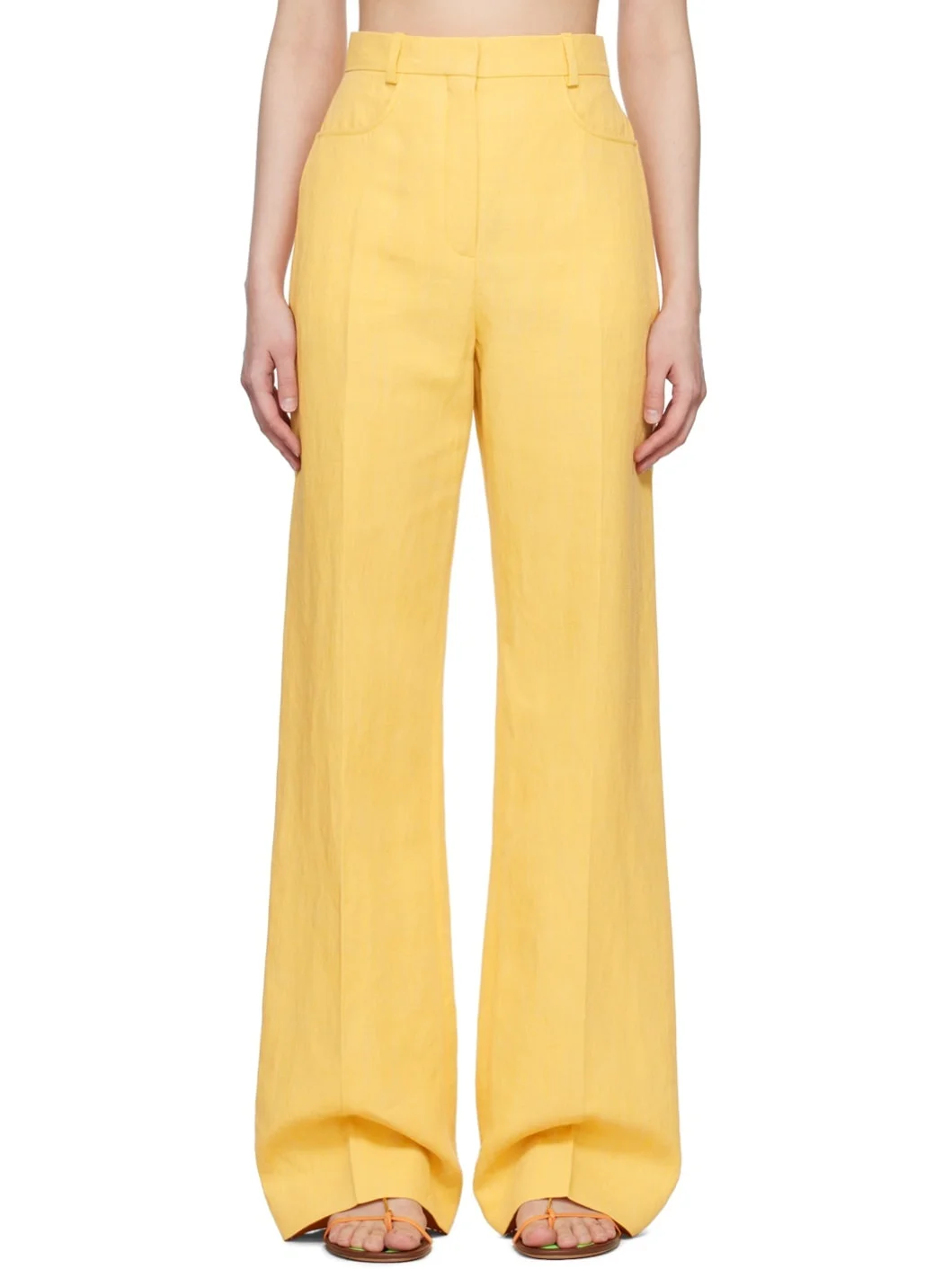 Yellow Le Raphia 'Le Pantalon Sauge' Trousers - 1