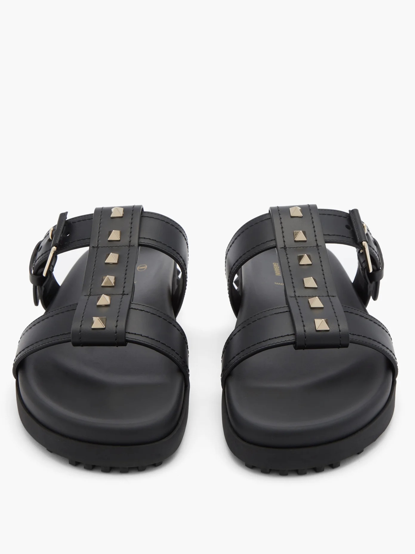 Rockstud leather slides - 5