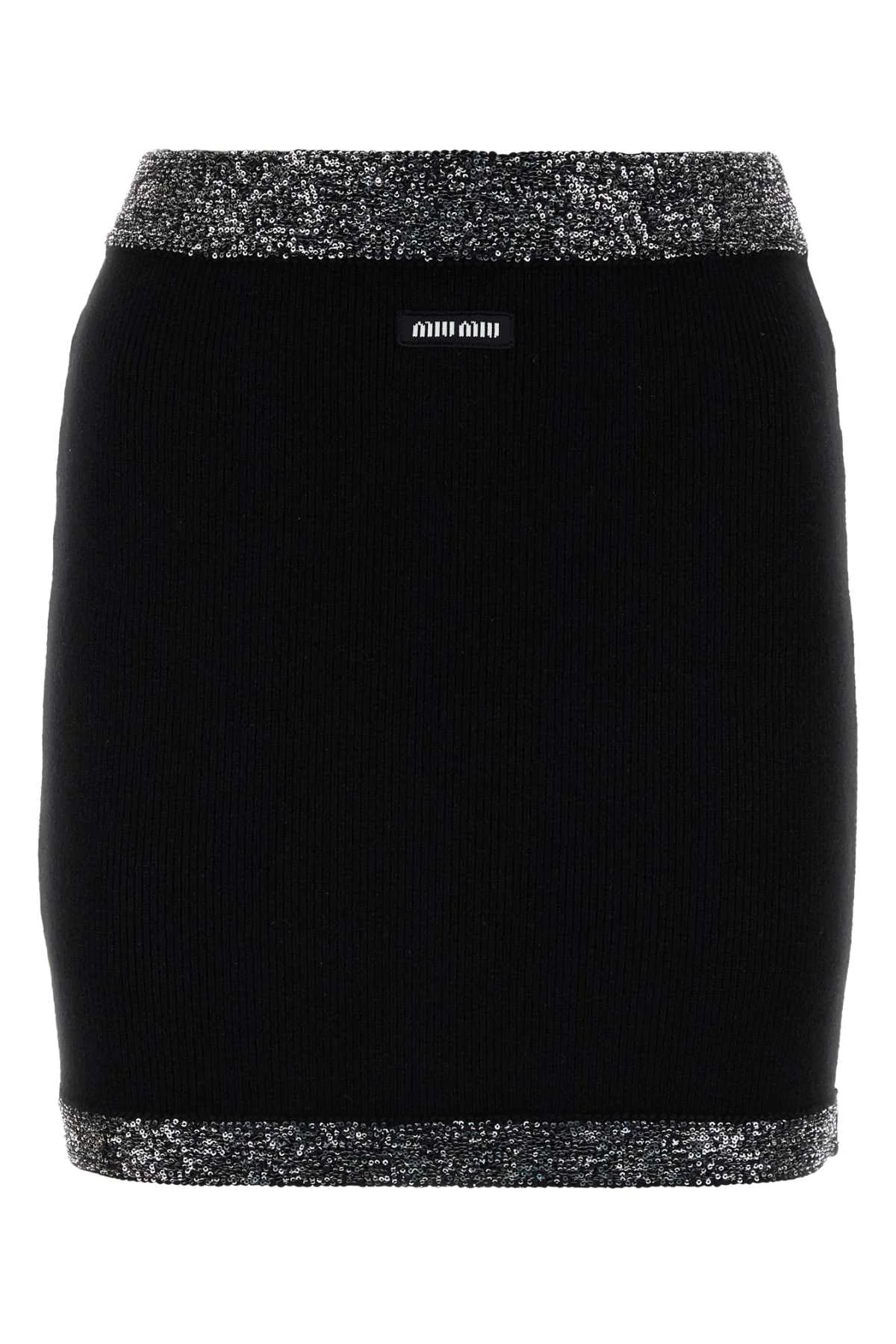 Miu Miu Women Black Stretch Cashmere Blend Mini Skirt - 1
