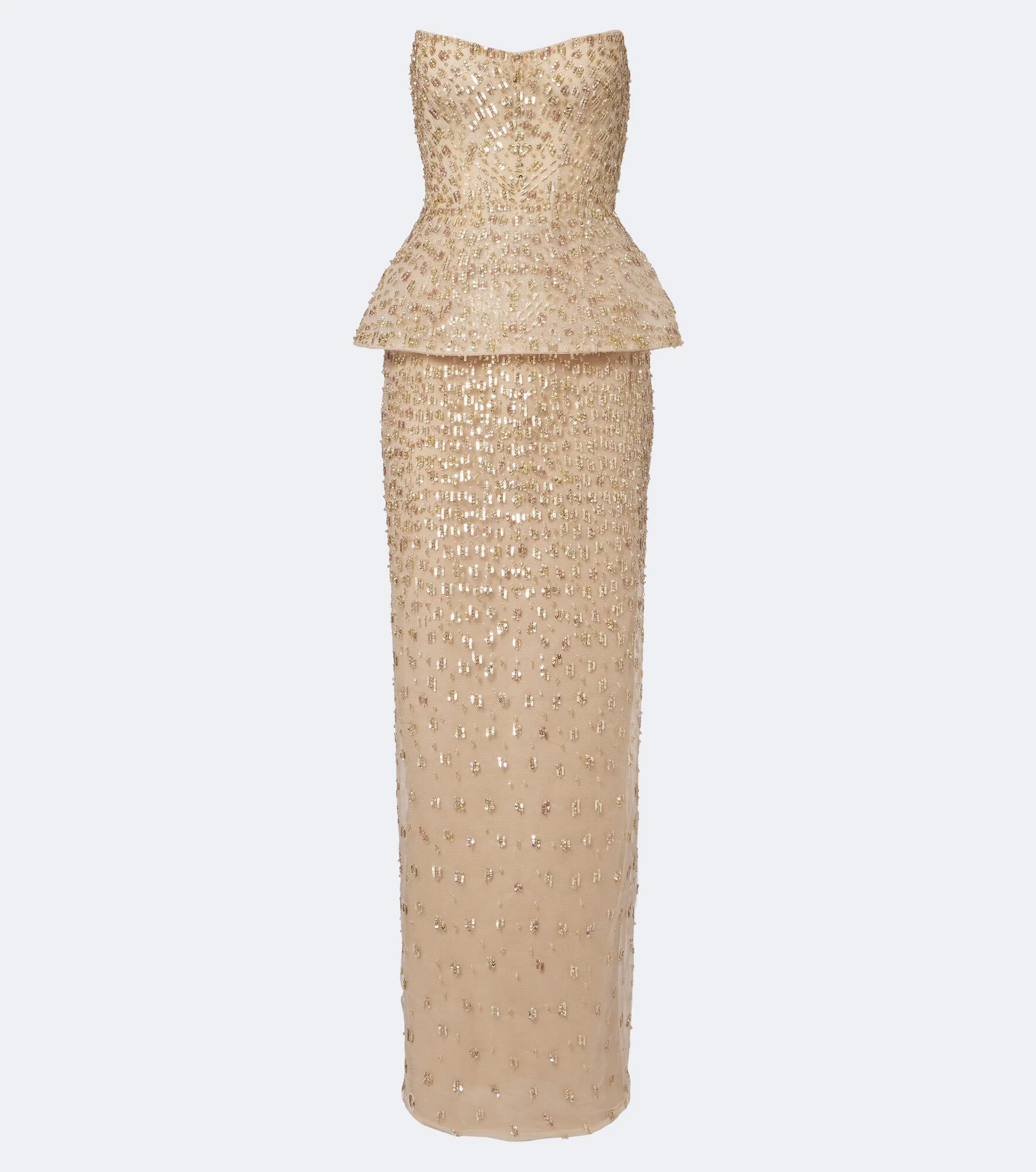 Embellished peplum bustier gown - 1