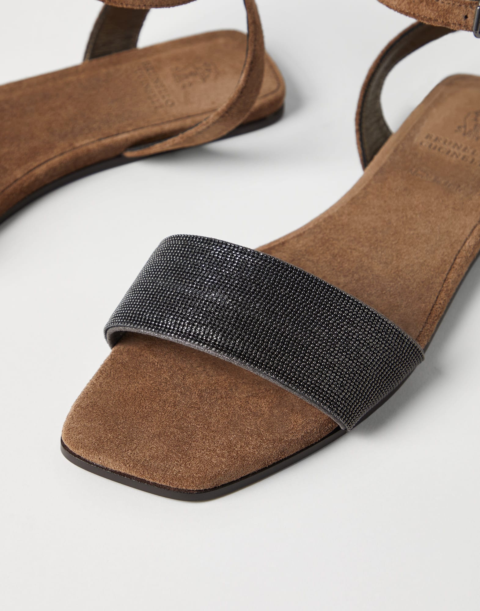 Suede sandals with precious strap - 3