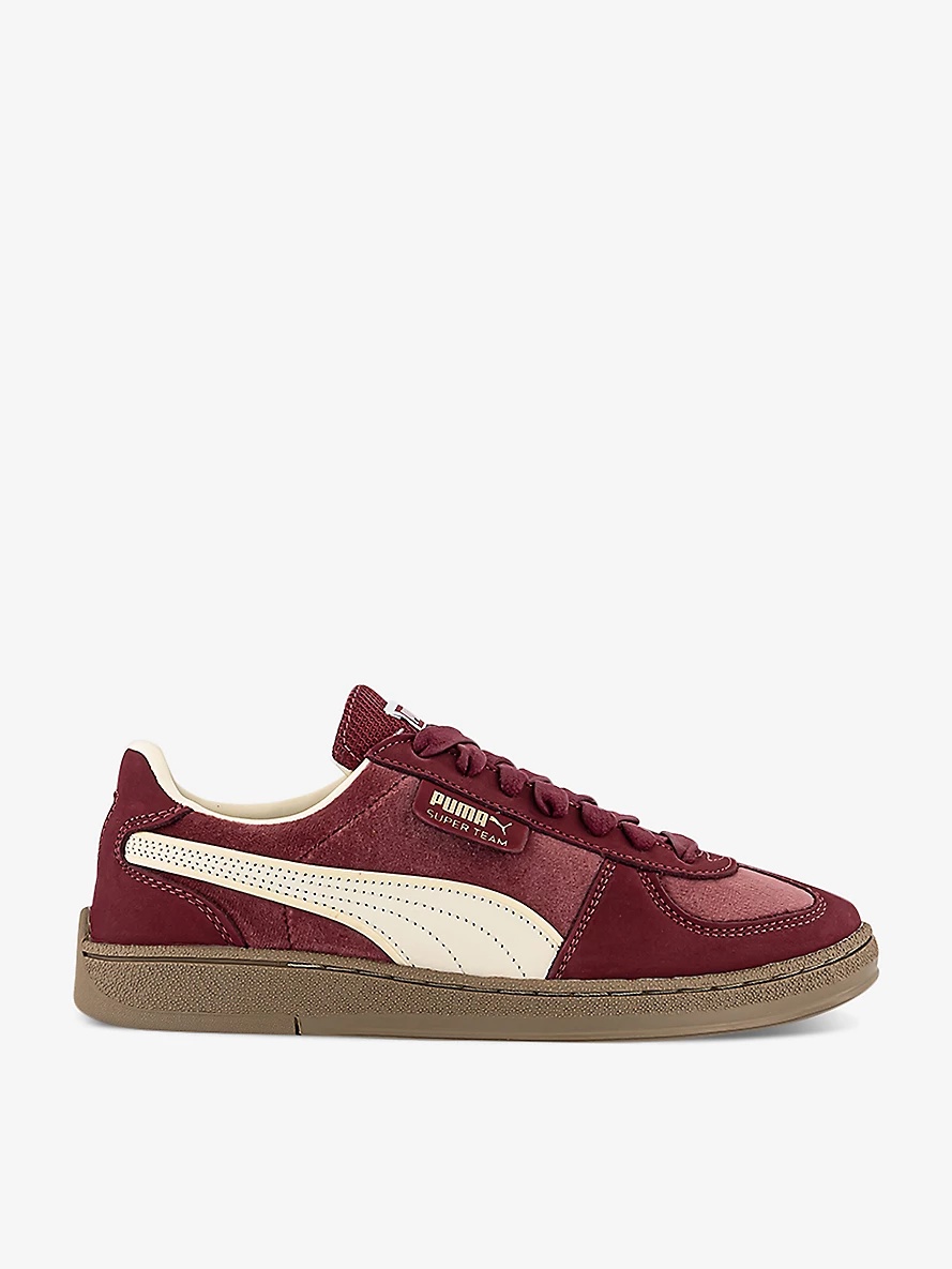 Super Team brand-tab low-top suede trainers - 1