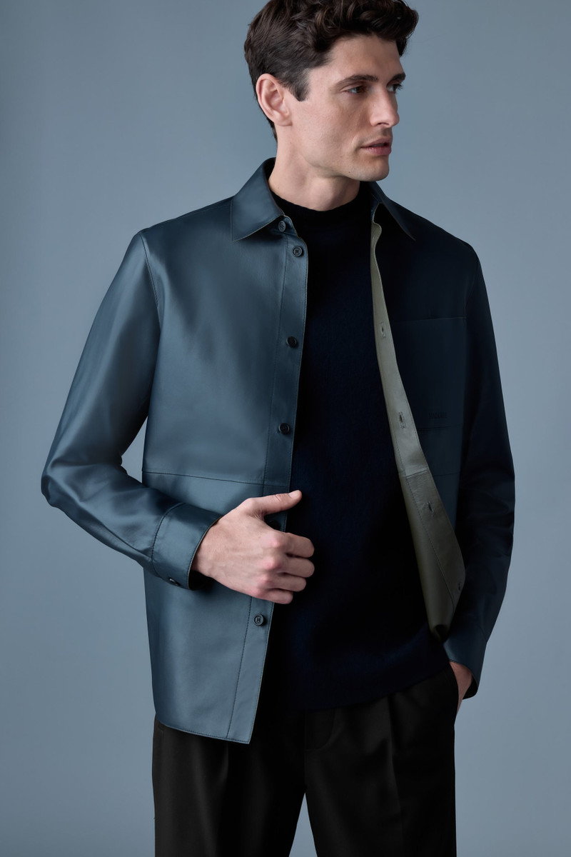 REMINGTON Two-tone colored leather overshirt 5
