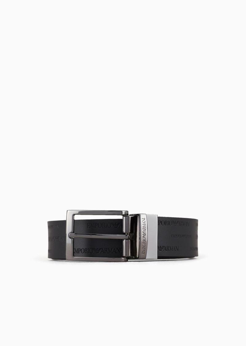 Reversible leather belt 와 all-over embossed lettering - 1