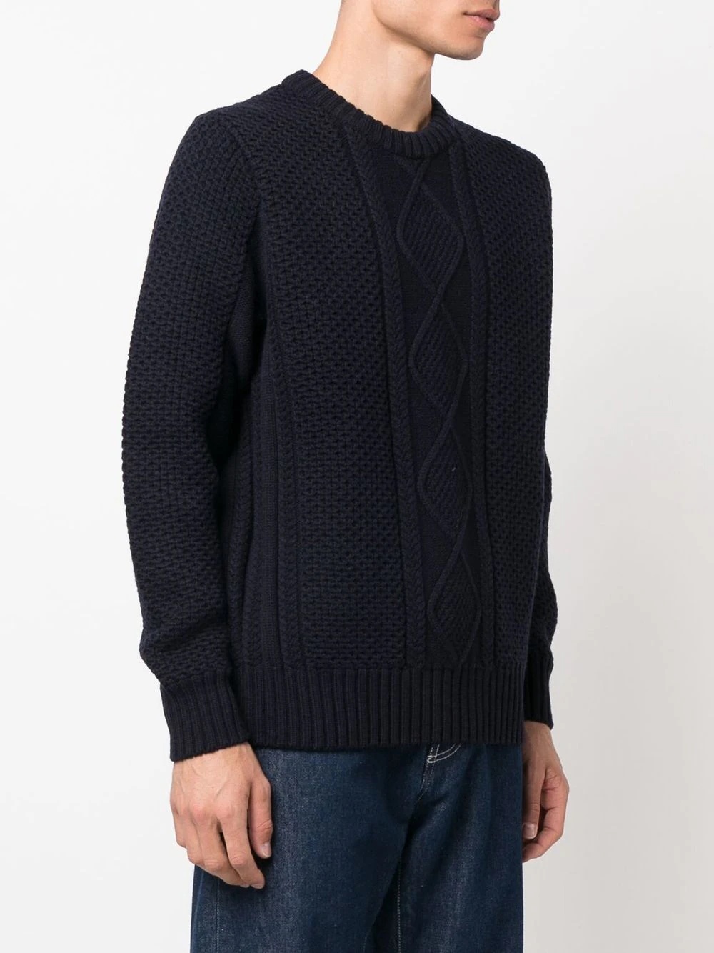 cable-knit long-sleeve jumper - 3