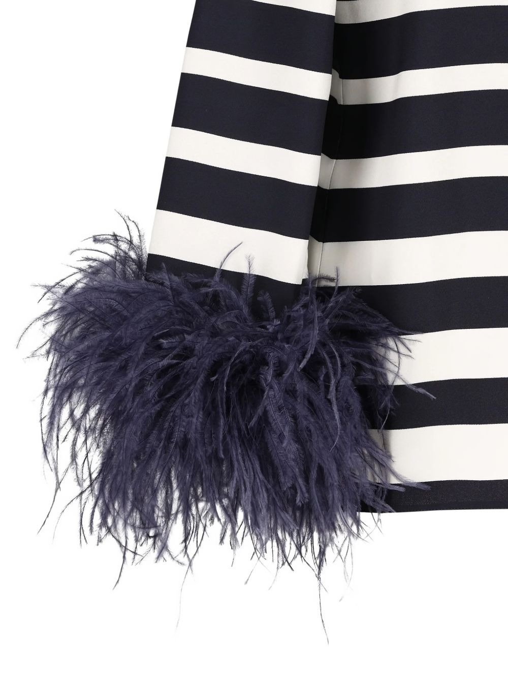 feather-trim striped top - 3