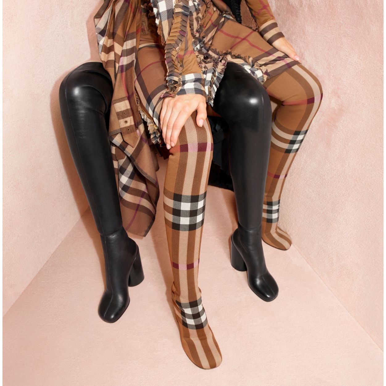 Burberry Leather Over the knee Sock Boots REVERSIBLE