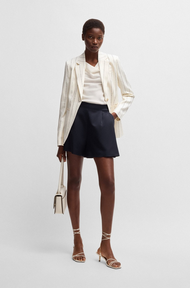 BOSS SLIM-FIT SUIT JACKET IN STRIPED LINEN-BLEND BOUCLÉ outlook