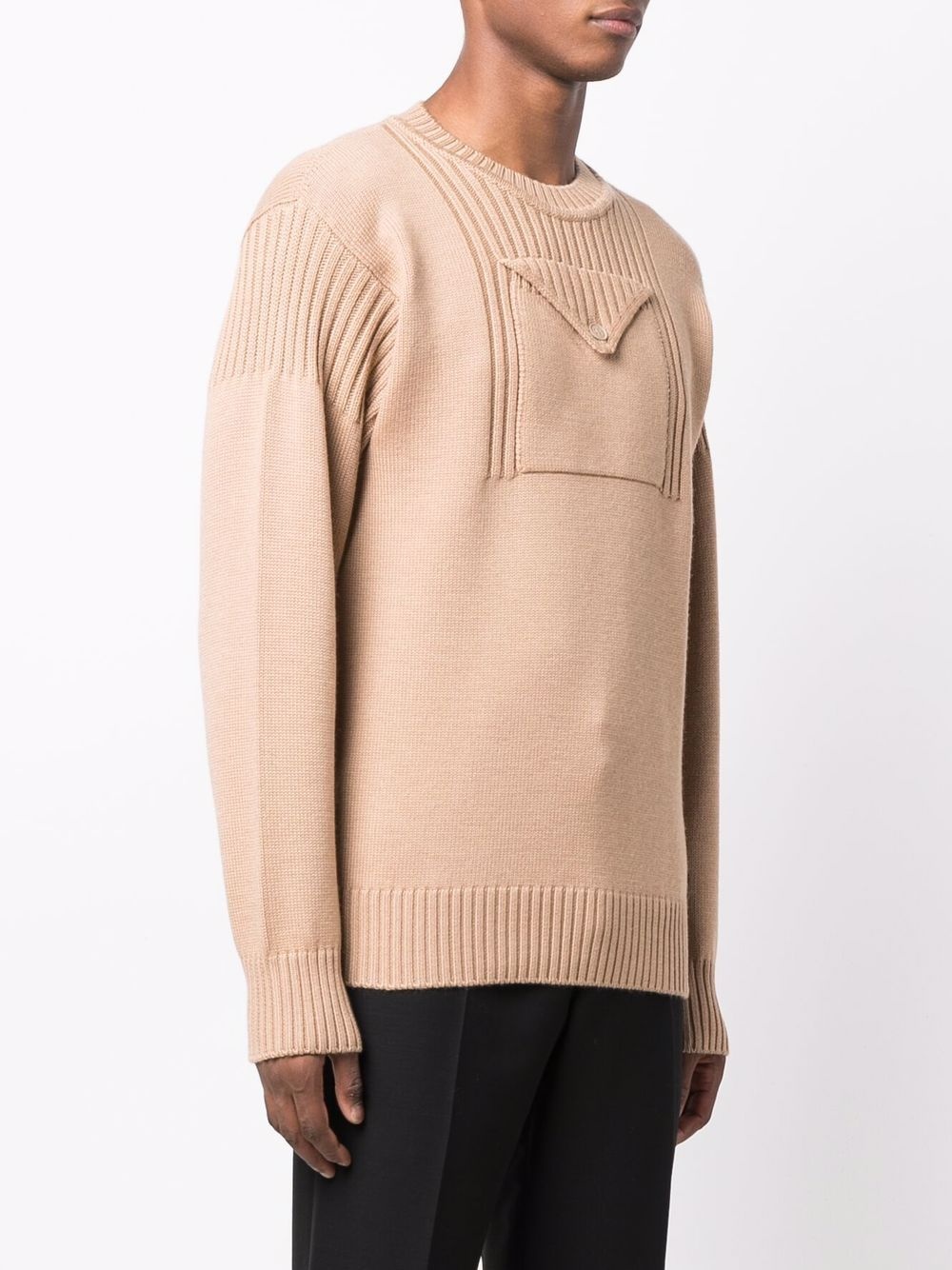 flap-pocket ribbed-knit jumper - 3