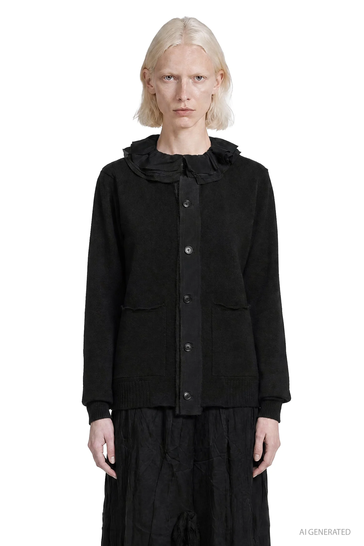 Ruffle Collar Cardigan - 1