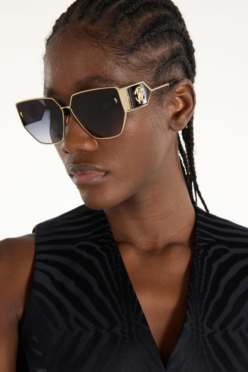 Roberto Cavalli Sunglasses with wide shape front, metal fangs embellishment outlook