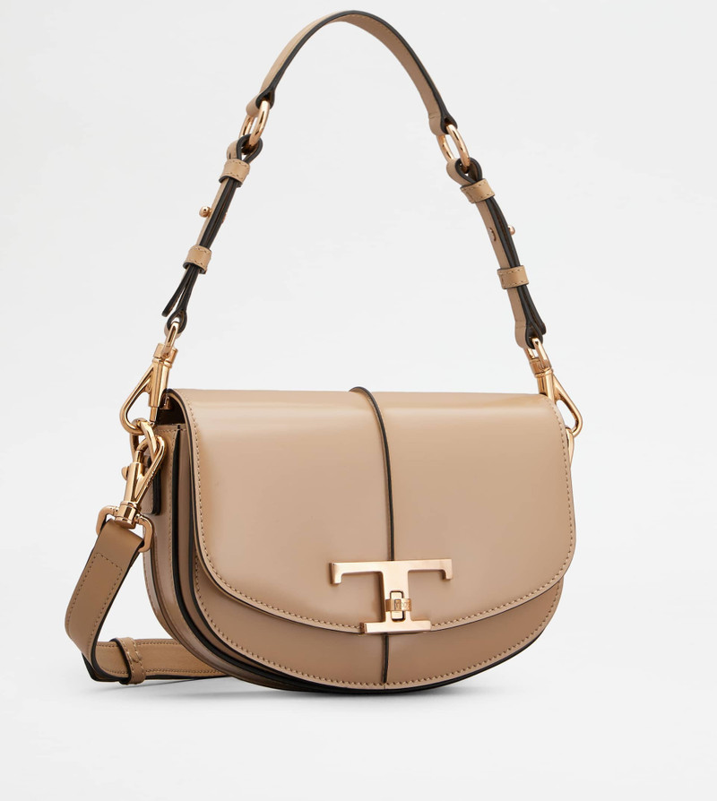 T TIMELESS SHOULDER BAG IN LEATHER MINI - BEIGE 3