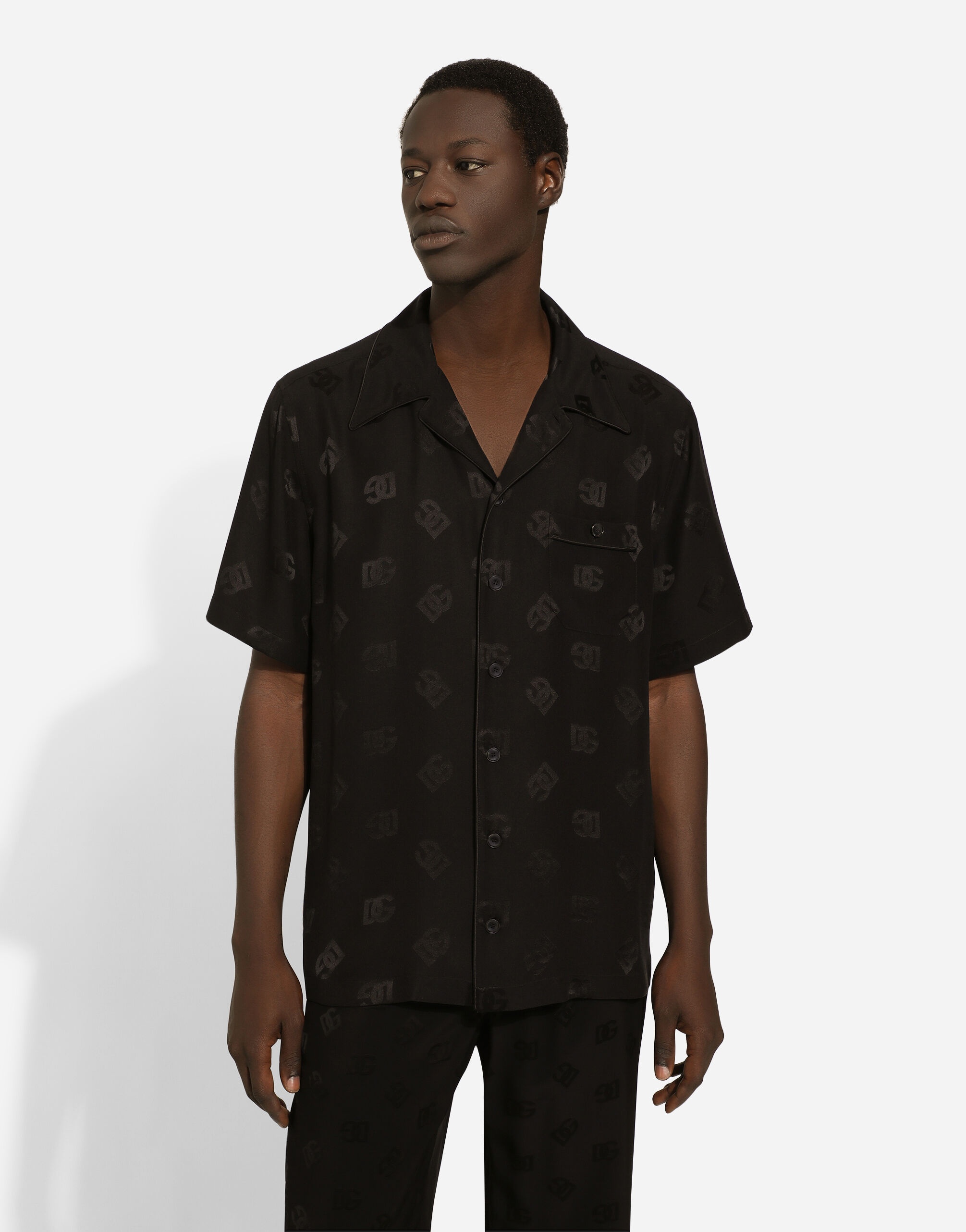 Silk jacquard Hawaiian shirt with DG Monogram - 4