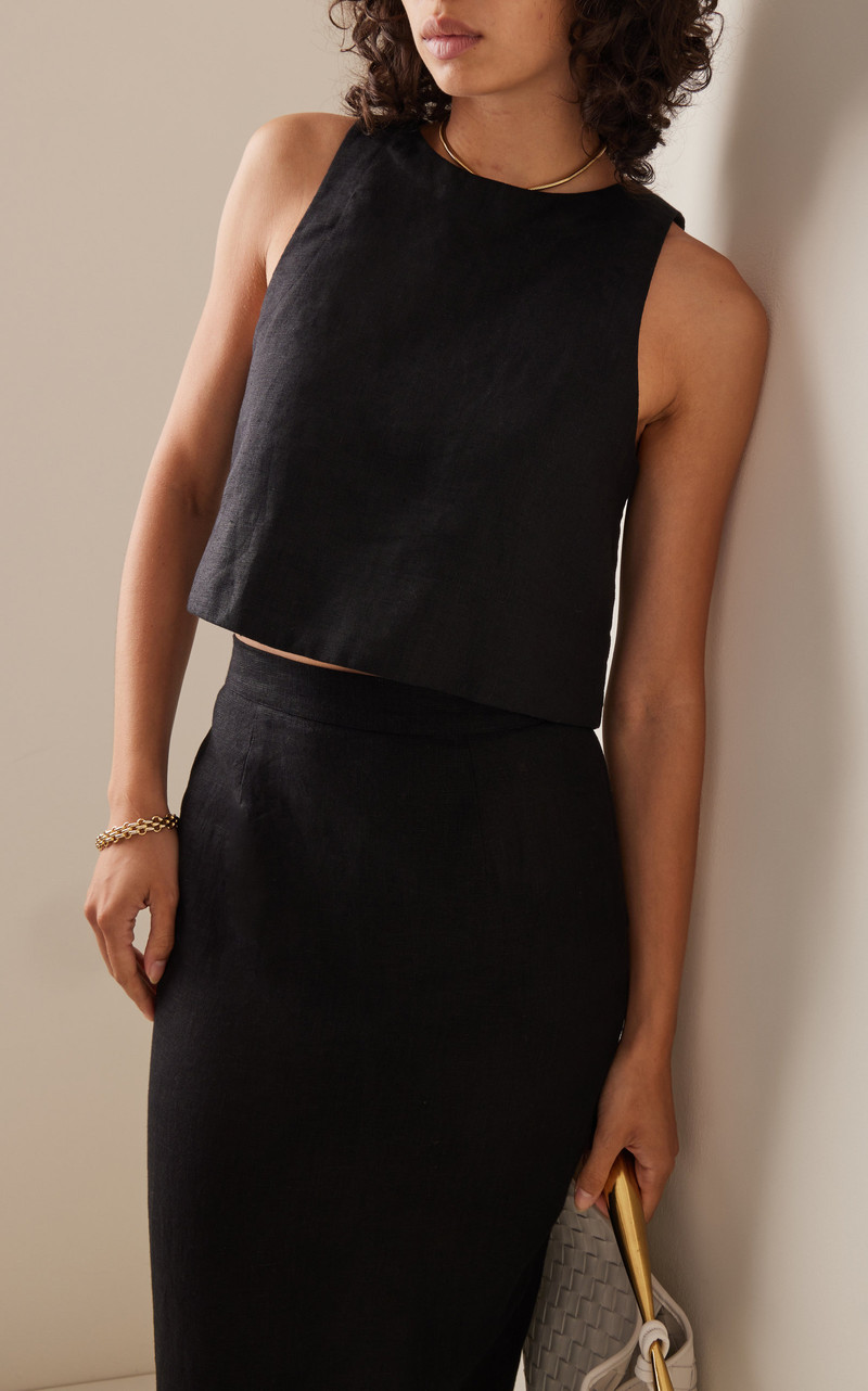 POSSE Exclusive Poppy Linen Cropped Top black outlook