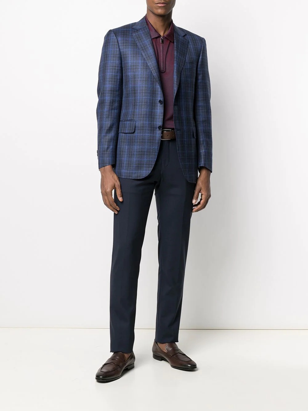 fine check blazer - 2