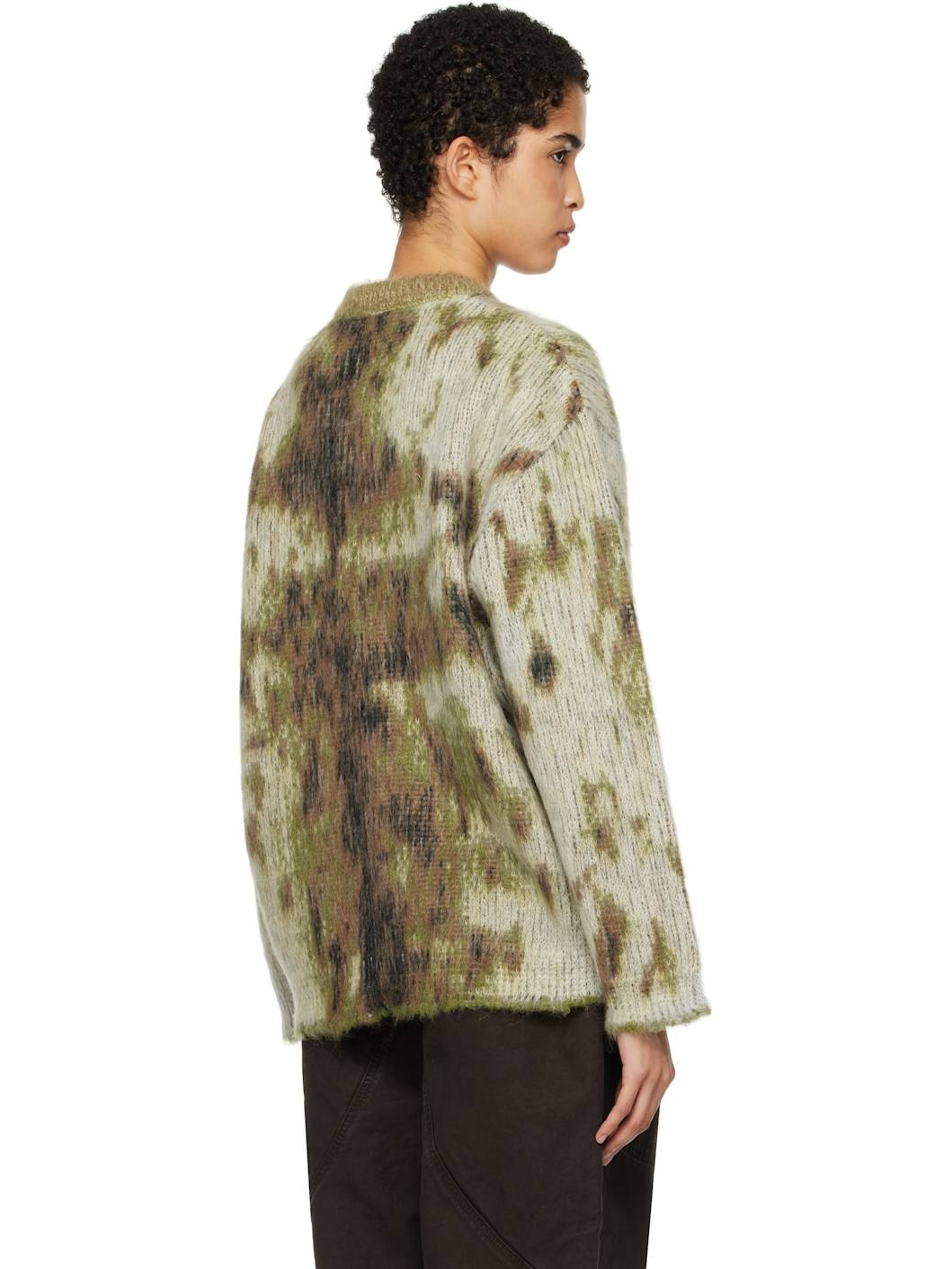 Khaki Abstract Knit Sweater - 3