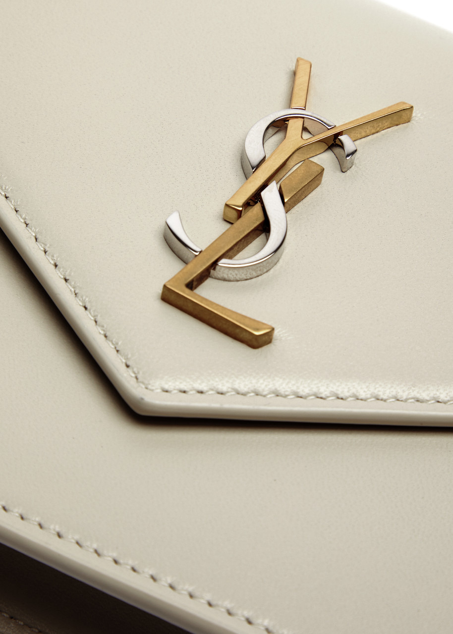 Saint Laurent Envelope Leather Wallet on Chain, Leather Wallet, White - 3