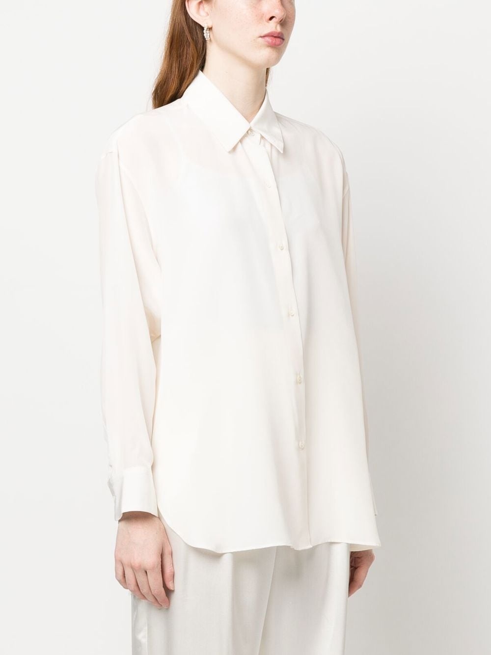 sheer silk long-sleeved shirt - 3