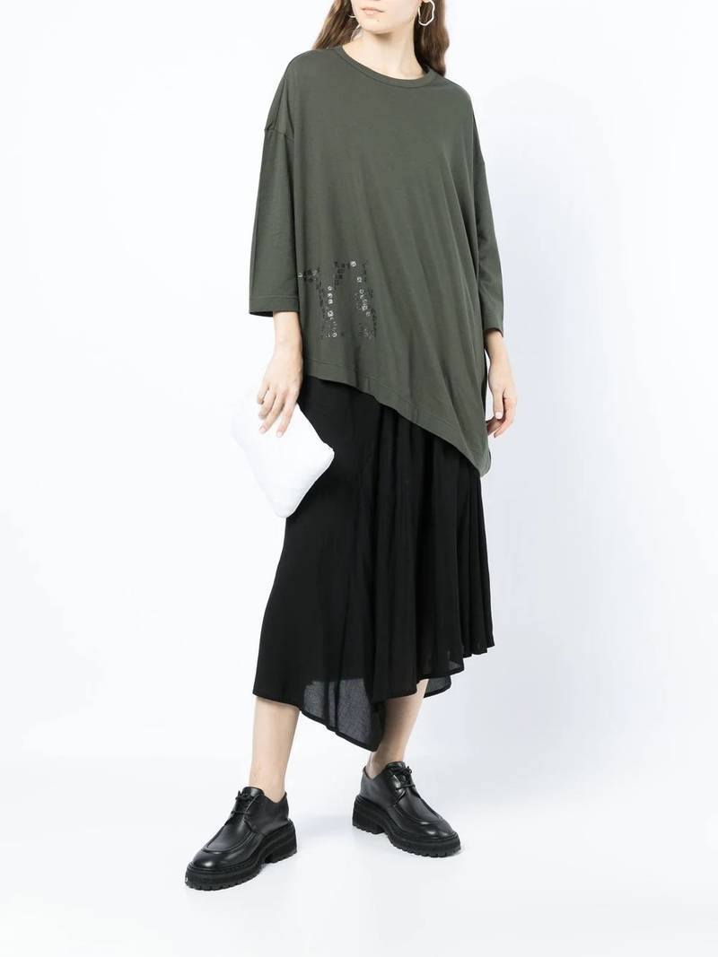 Y's graphic-print asymmetric T-shirt outlook