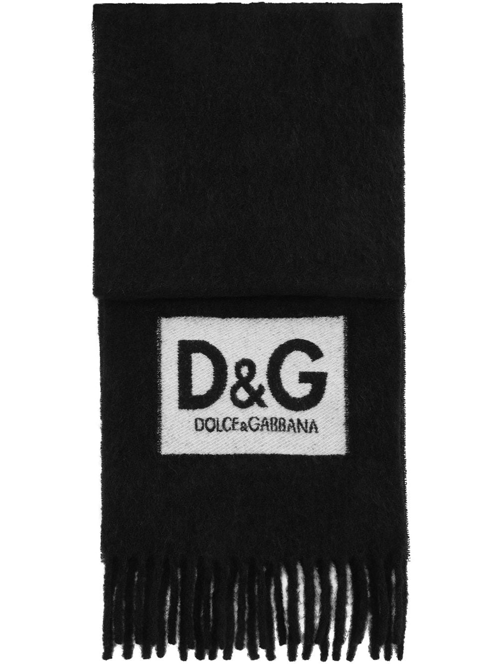 logo patch fringed scarf - 1