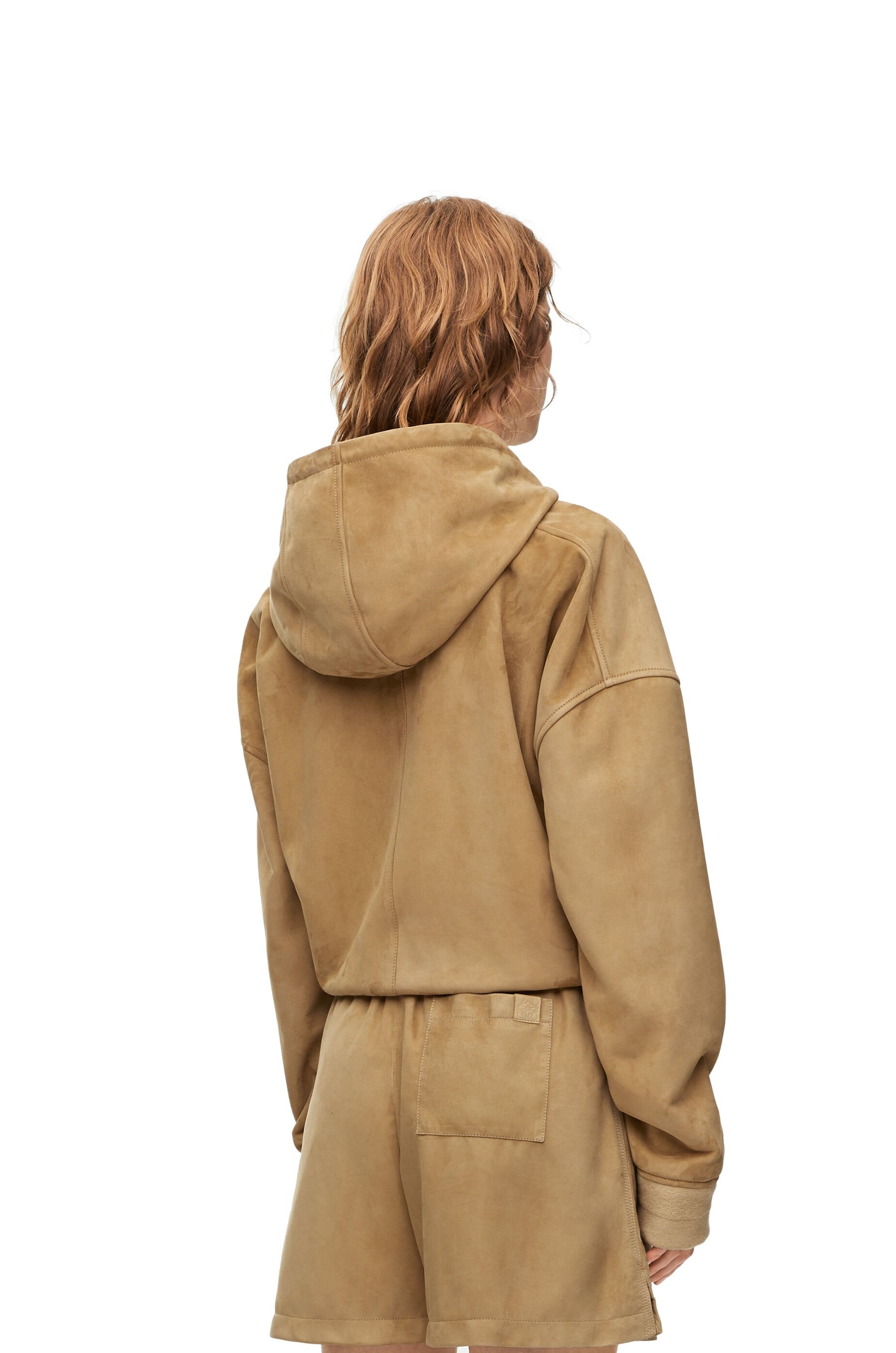 Draped hoodie in suede - 4