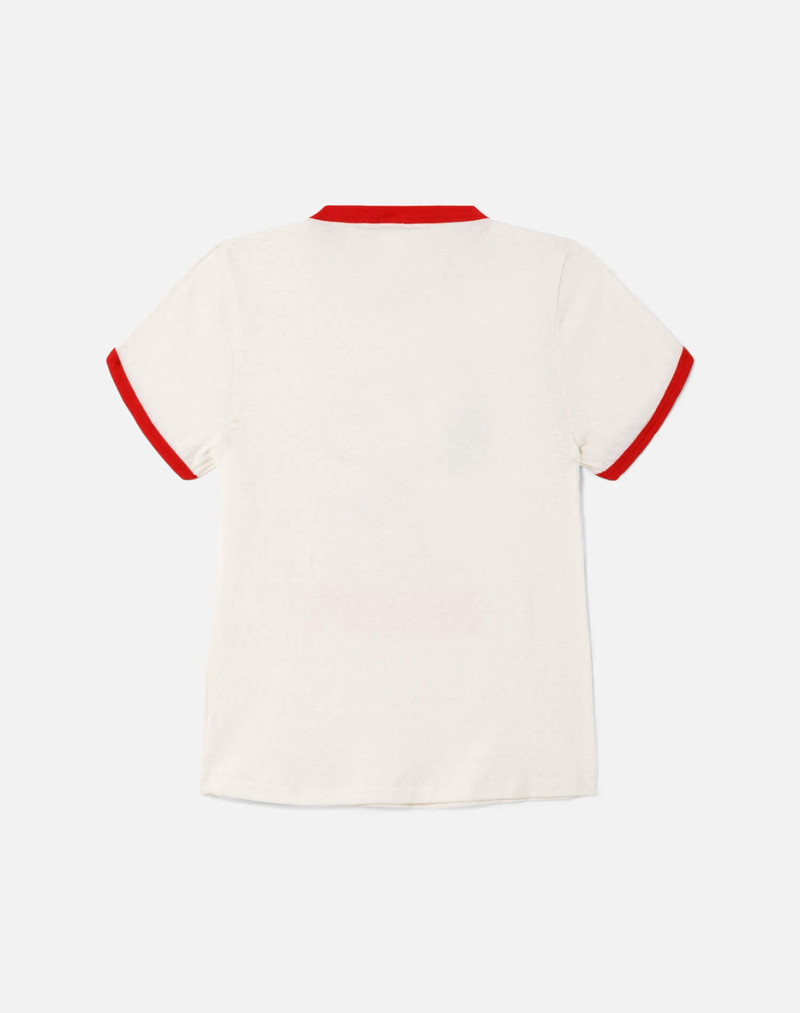 60s Slim Ringer "Snoopy" Tee - Vintage White With Crimson 2