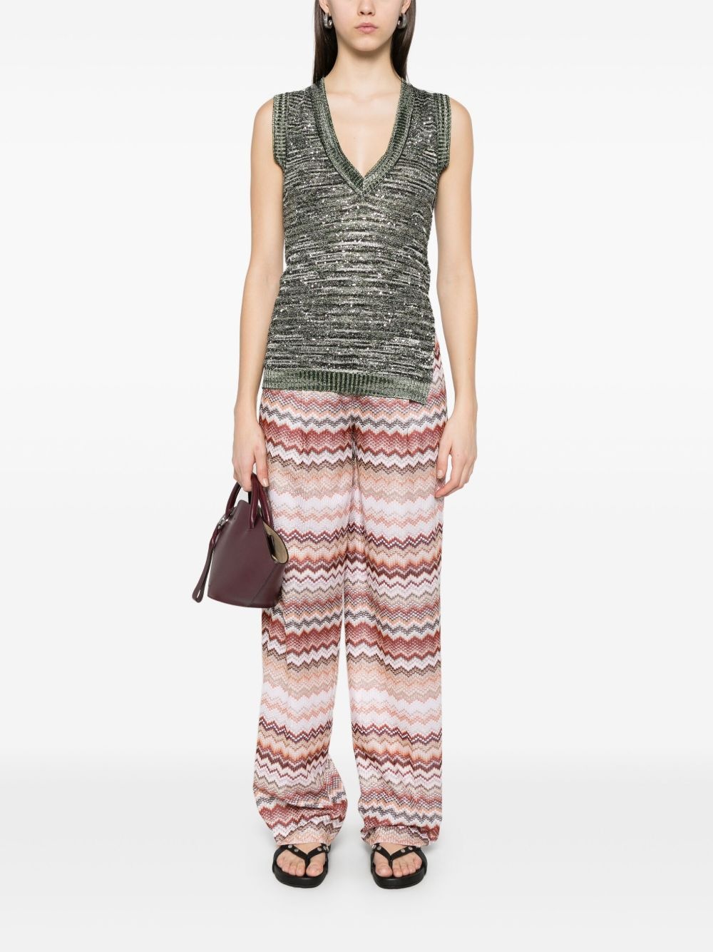 zigzag-pattern lamé trousers - 2
