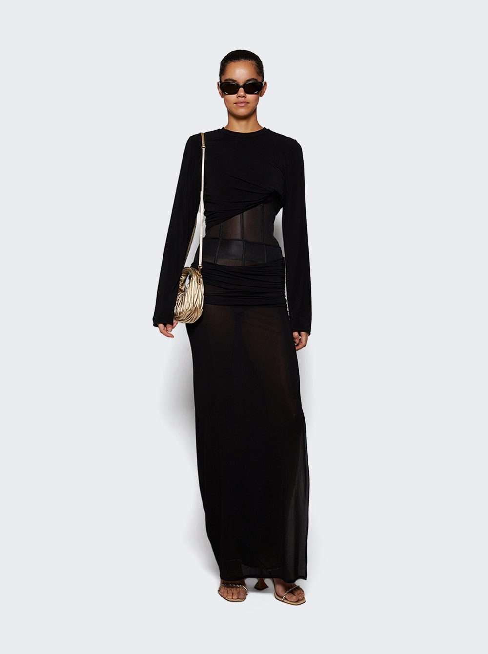 Coiled Jersey Corseted Skirt Black - 5