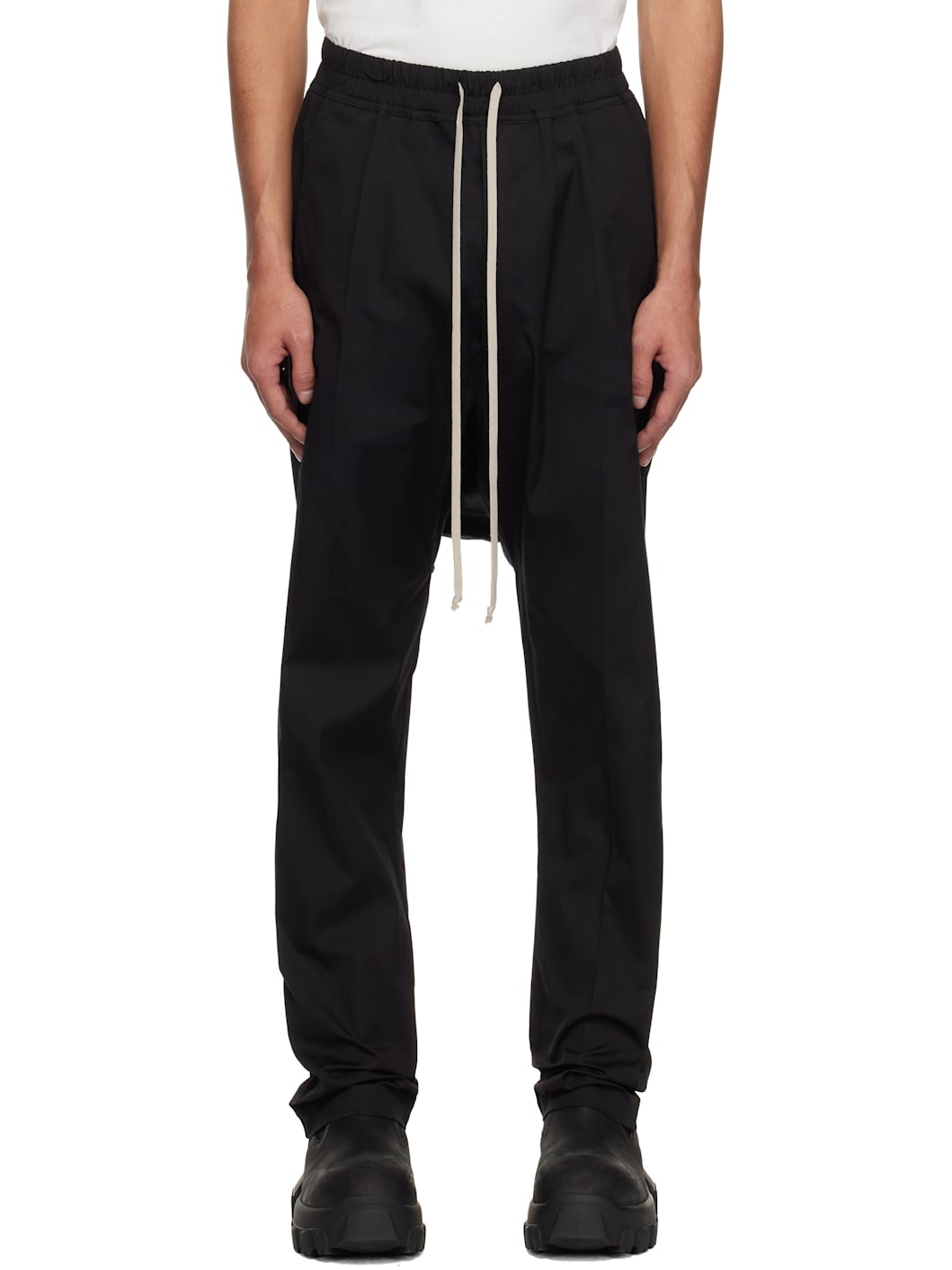 Black Hollywood Drawstring Long Trousers - 1