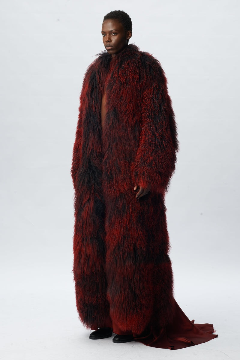 Ann Demeulemeester Jacobina Shearling Collarless Coat Open Back outlook