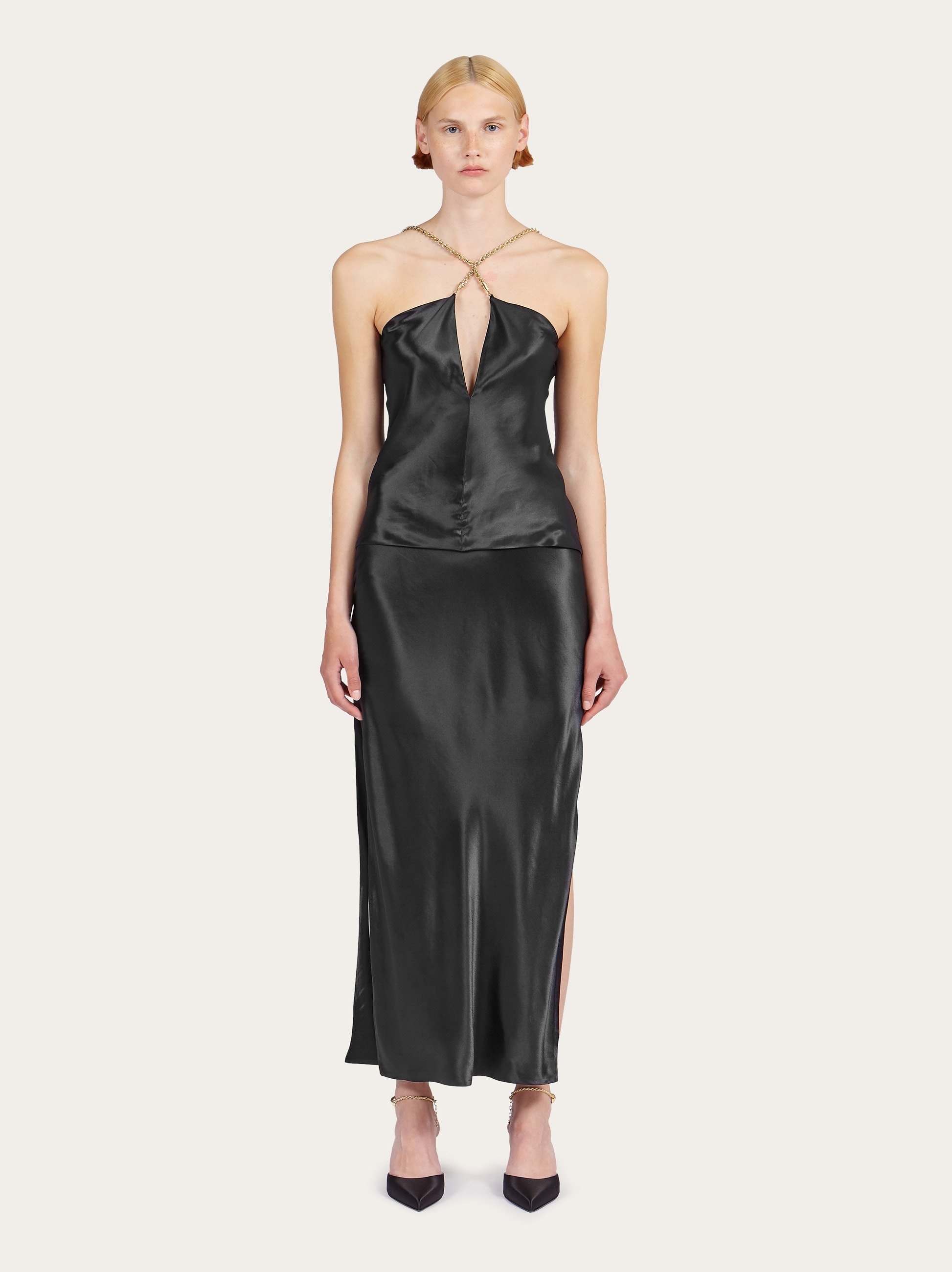 Longline satin skirt - 5
