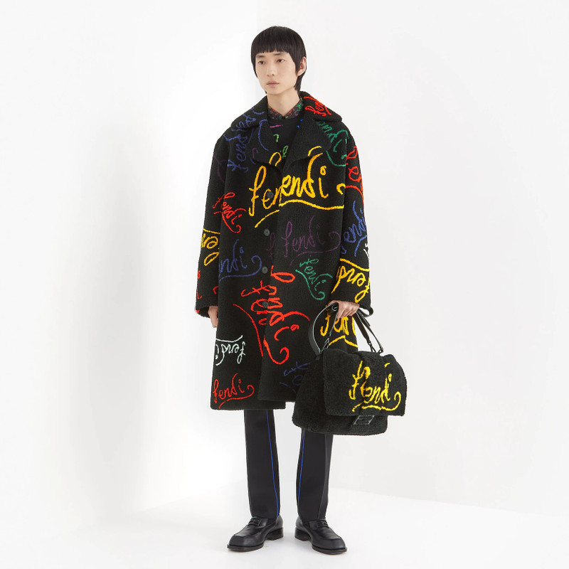 FENDI Black shearling coat outlook
