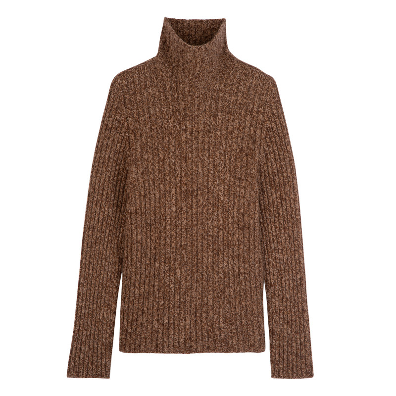 High neck sweater Chocolate - Knit 1