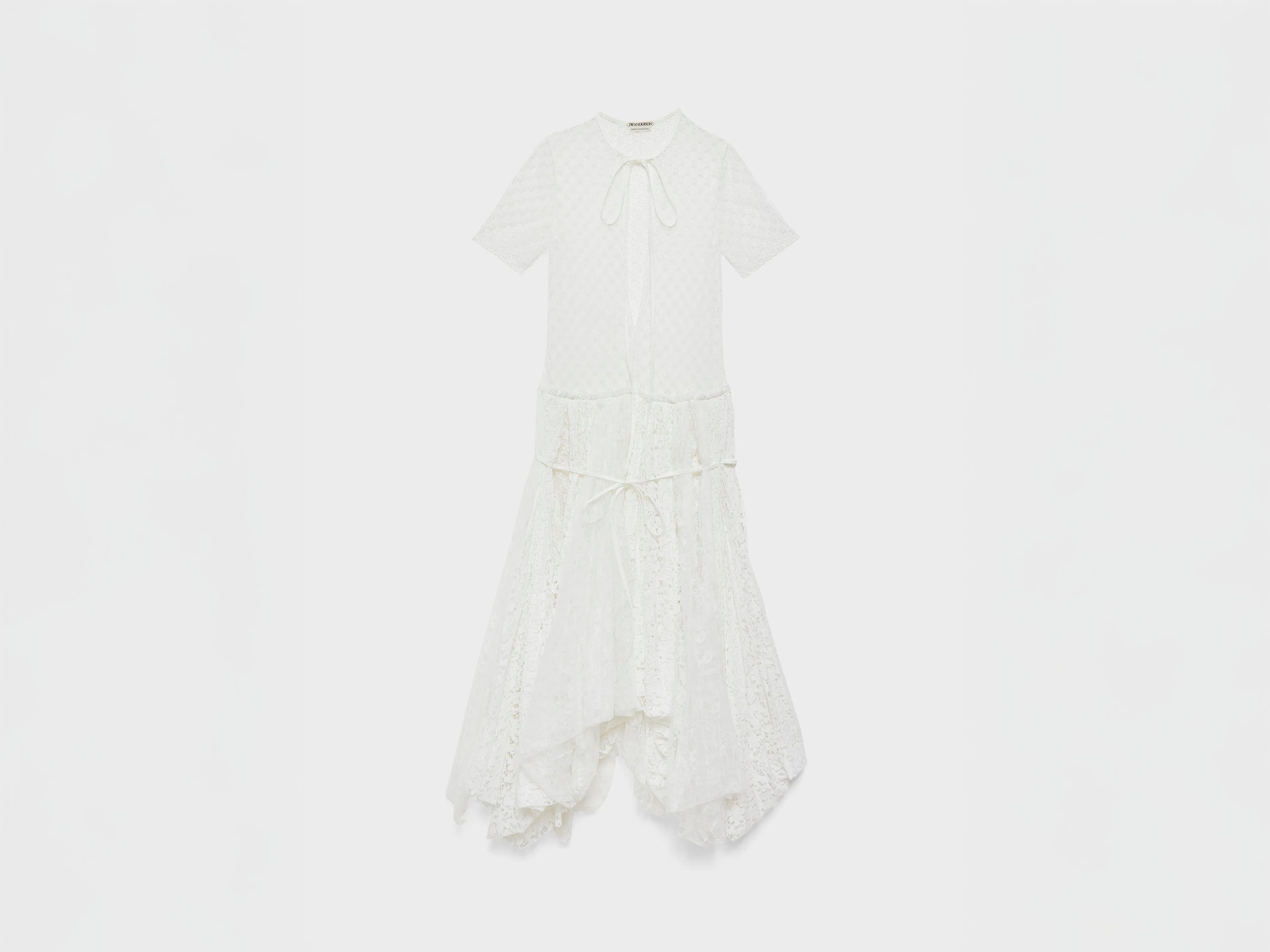 WOMENS MIXED LACE LONGLINE DRESS IN WHITE - 1