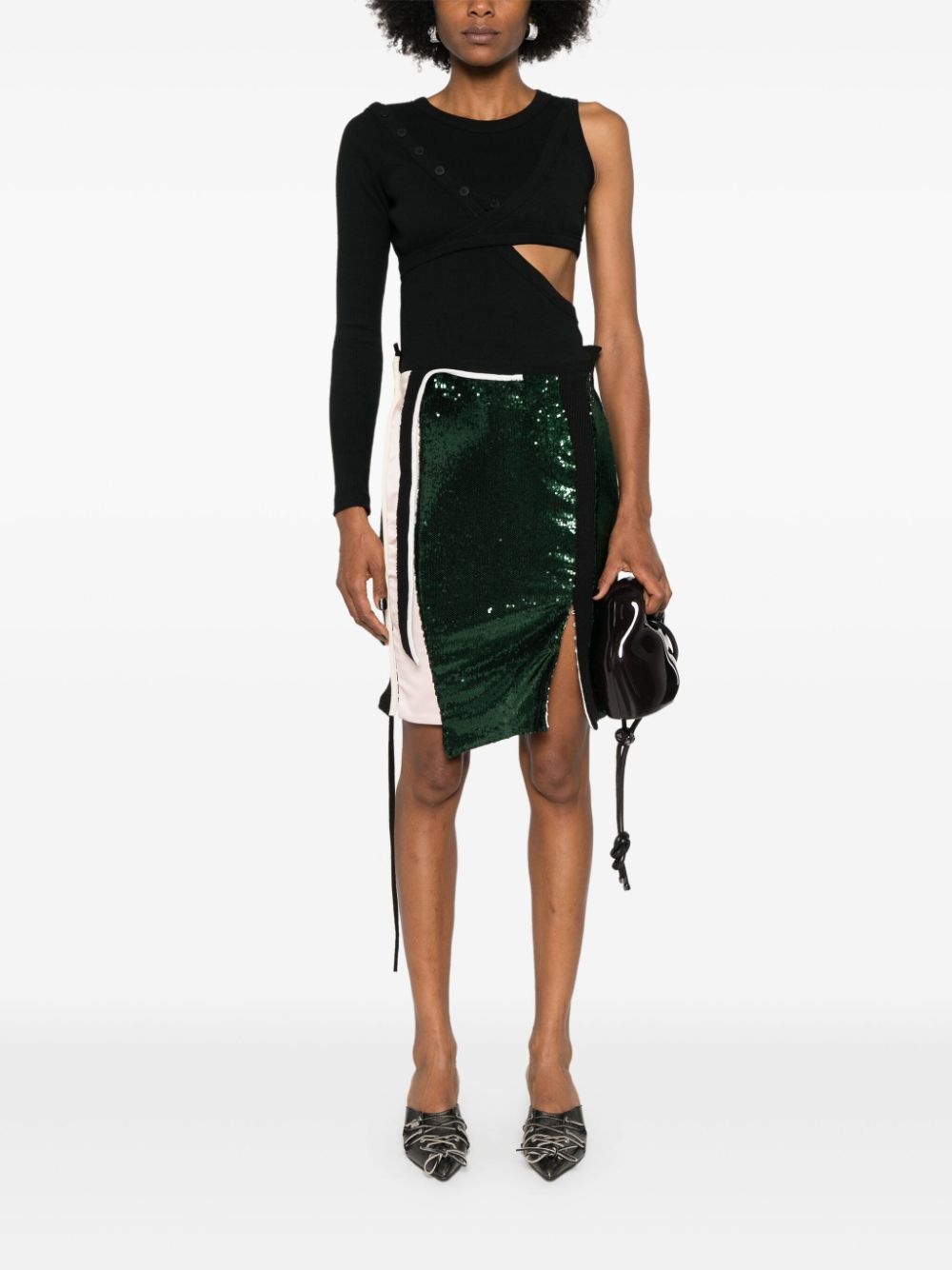 sequin-panels asymmetric skirt - 2