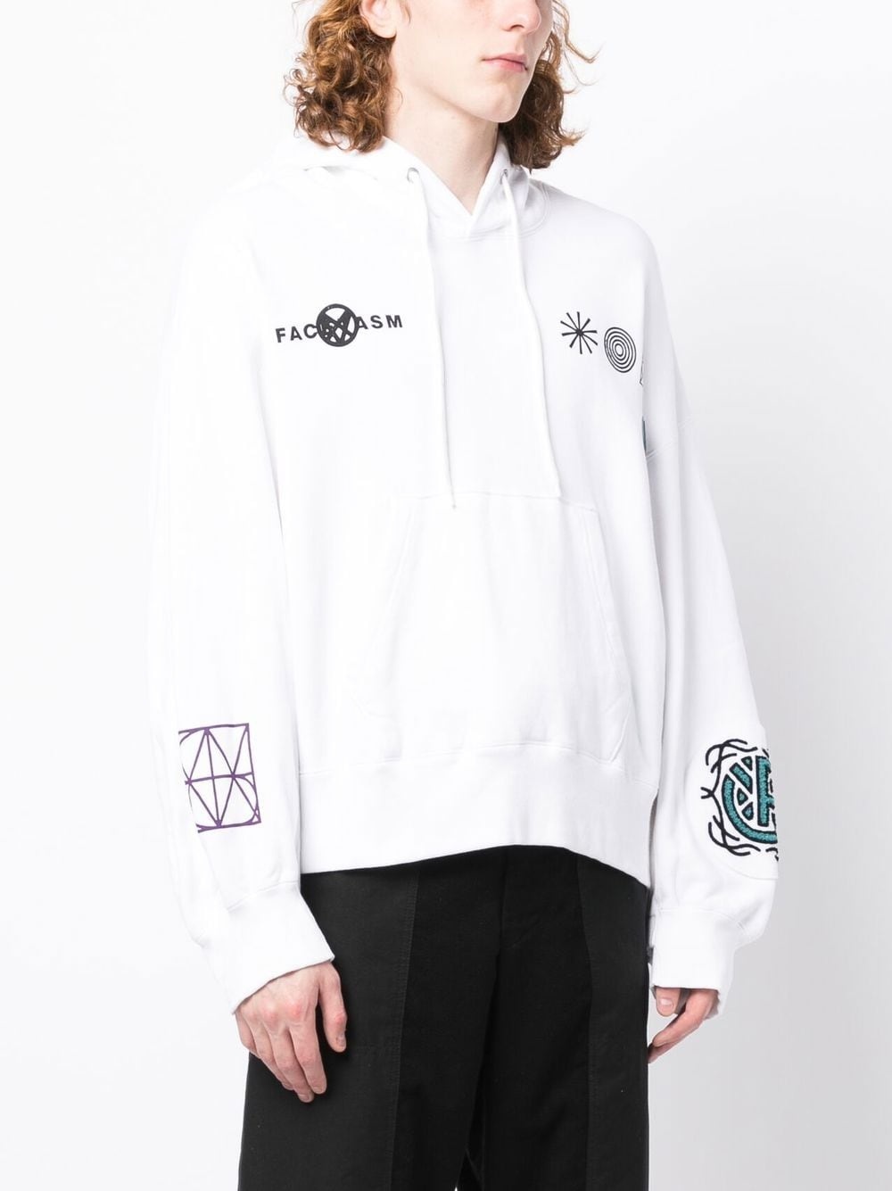 embroidered drawstring-fastening hoodie - 3