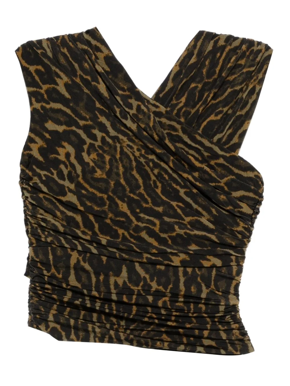 leopard-print gathered blouse - 1