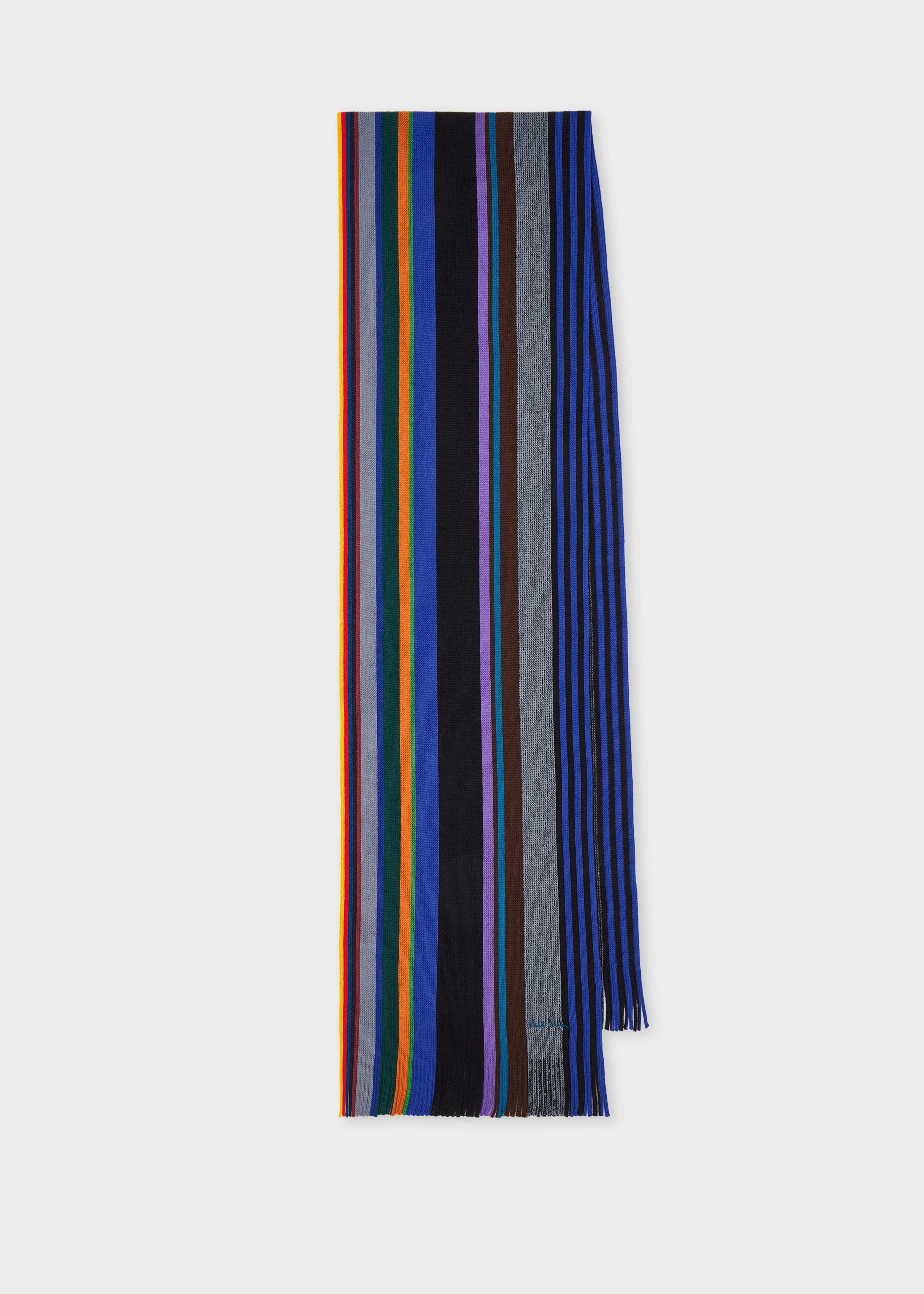 Multicolour Merino Wool Twisted Stripe Scarf - 1