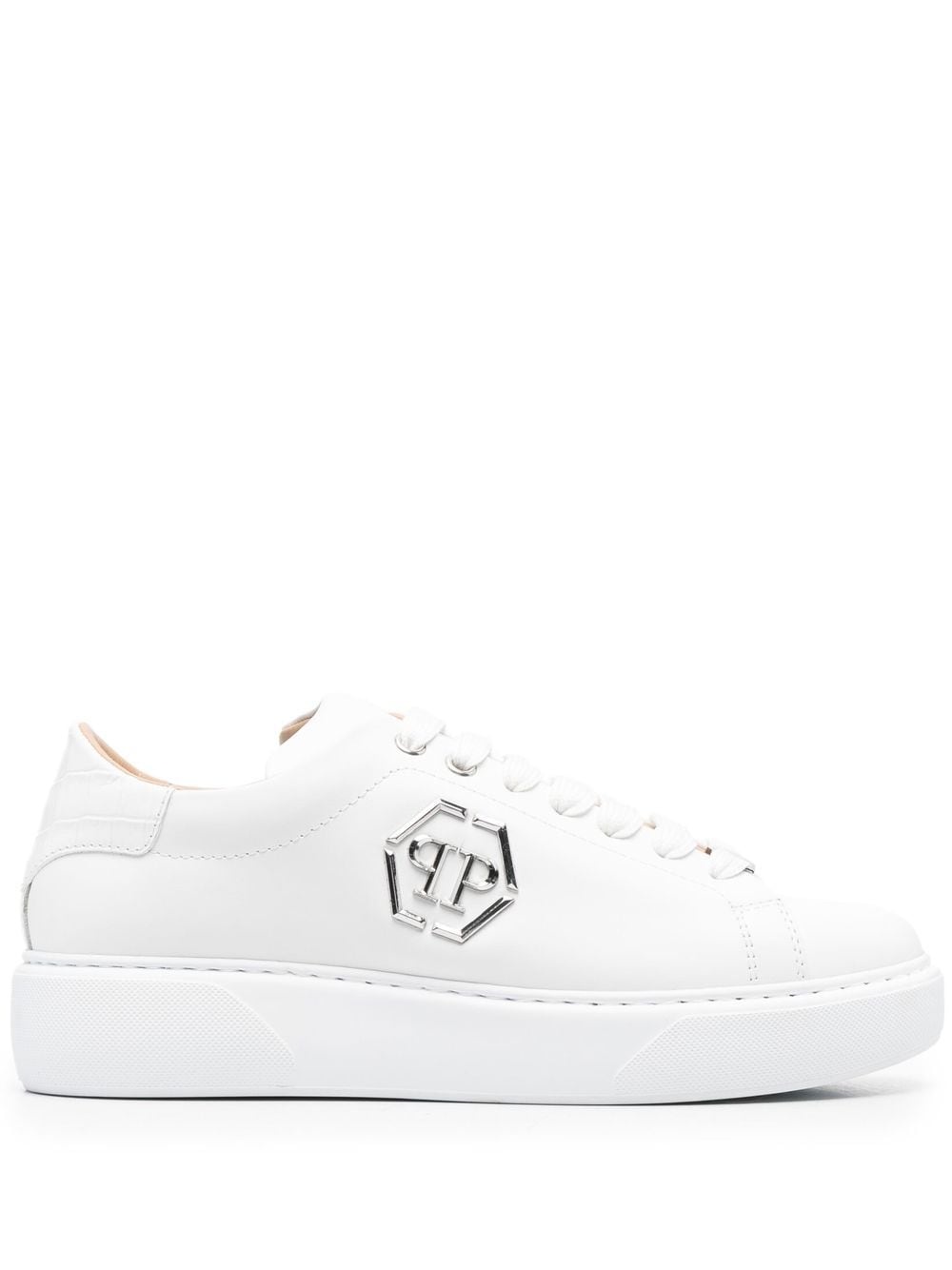 logo-plaque leather sneakers - 1
