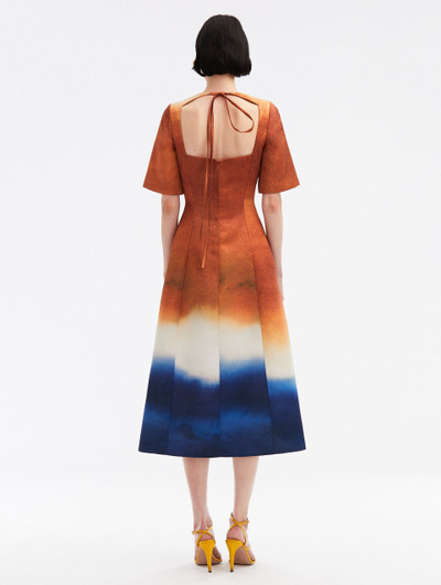 Oscar de la Renta ABSTRACT OMBRÉ SATIN DRESS outlook