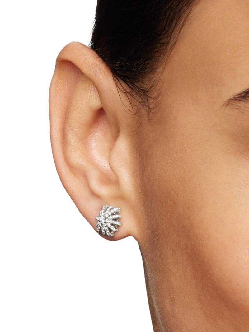 Women's Crossover Stud Earrings in Sterling Silver with Diamonds, 11mm - Diamond 3