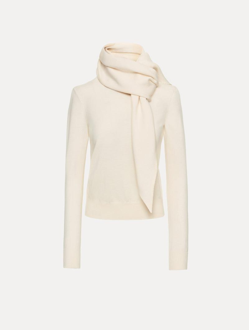 VIRGIN WOOL PULLOVER WITH SCARF 1