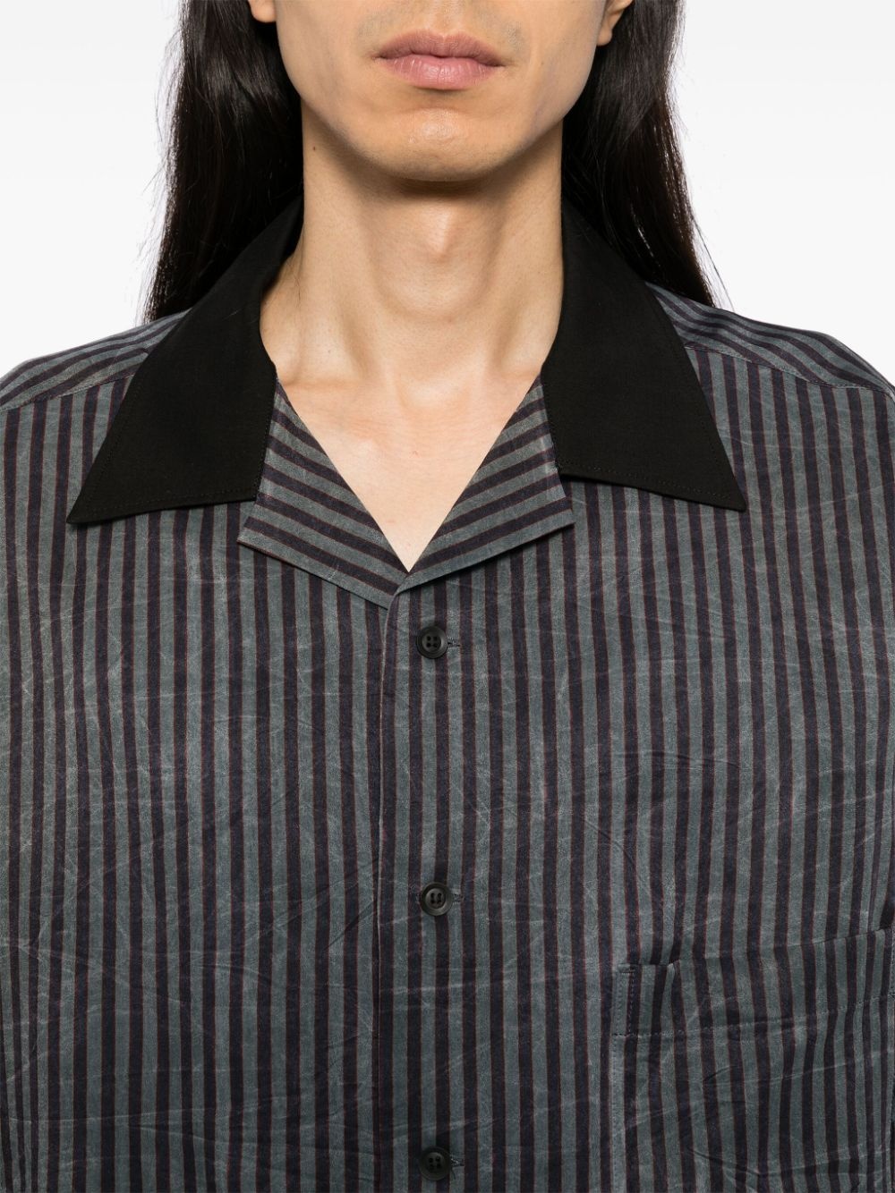 striped open-collar shirt - 5