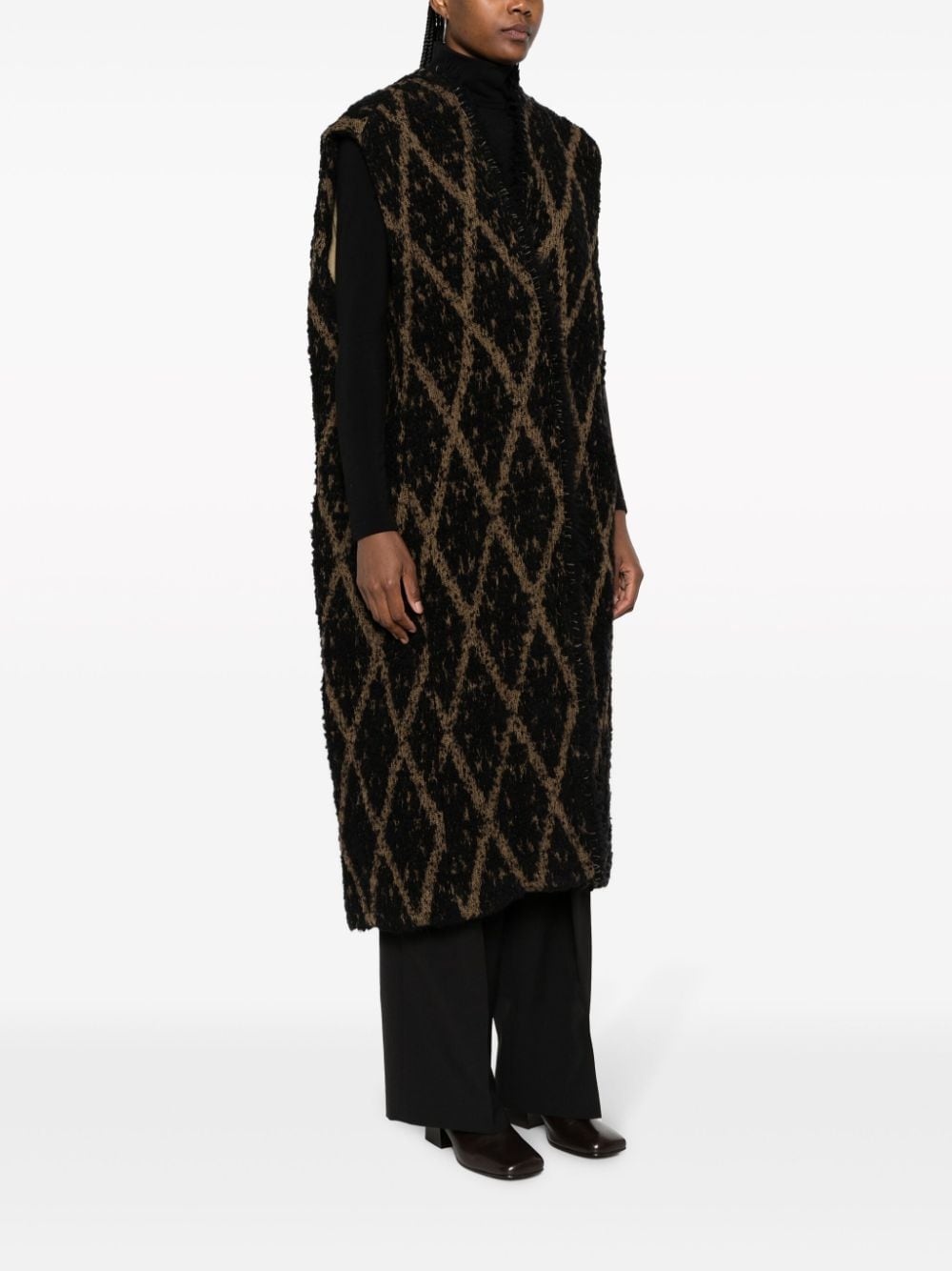 diamond-pattern gilet - 3