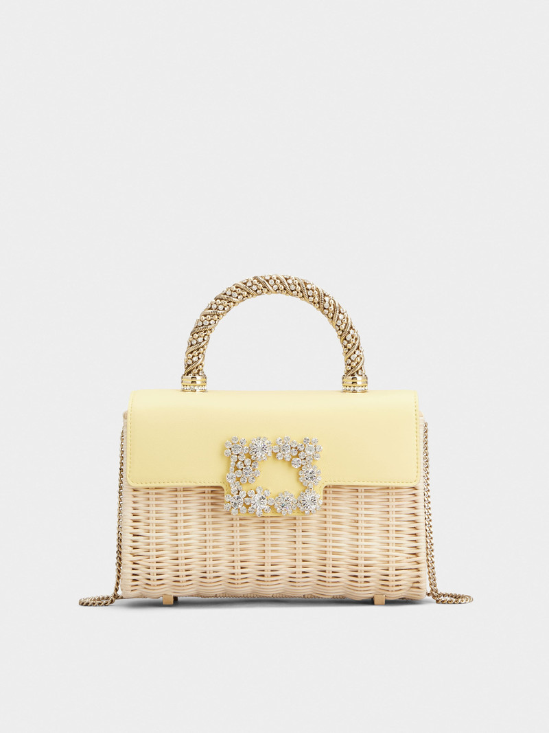 Jewel Efflorescence Mini Bag in leather and rattan 1